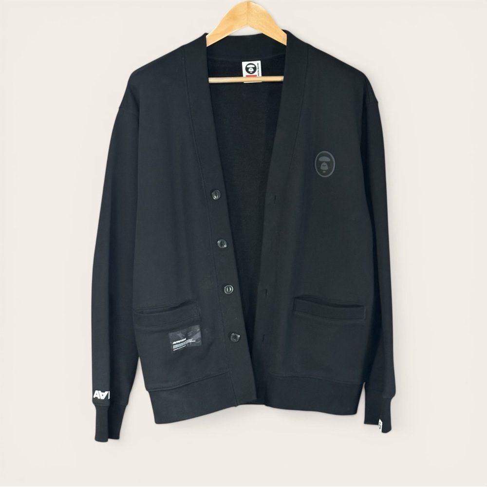 AAPENOW BY A BATHING APE Black Fleece Cardigan Jacket BAPE Medium